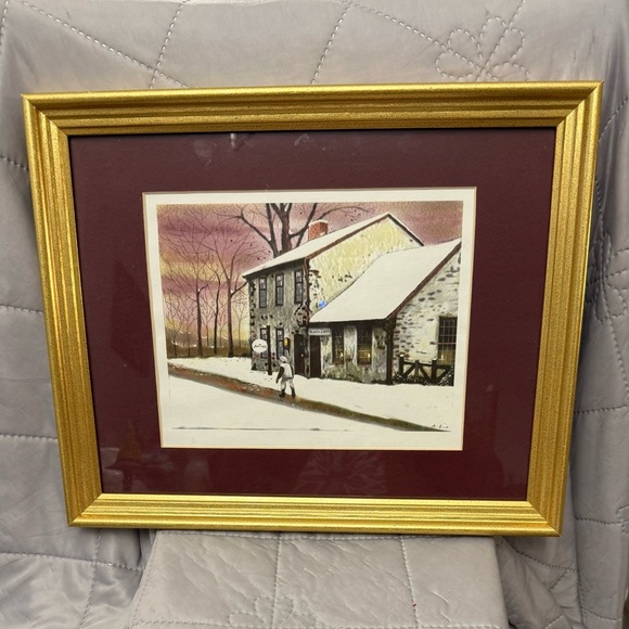 Gold Framed Winter Scene Art Print - Picture 4 of 5